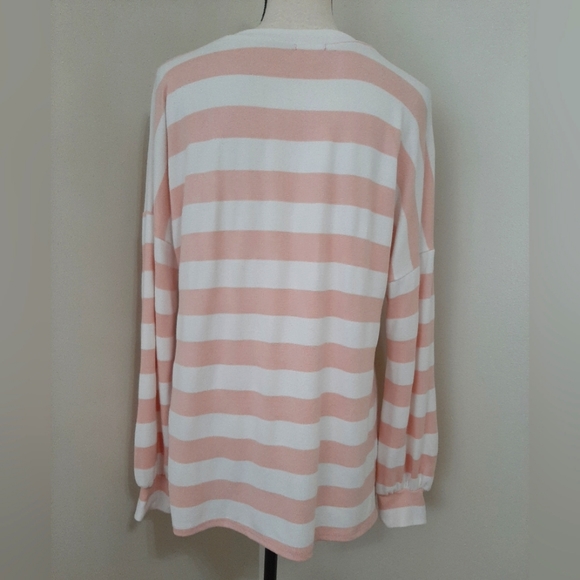Lovely Melody Pink Striped Super Soft Long Sleeve Knit Top - Picture 9 of 9